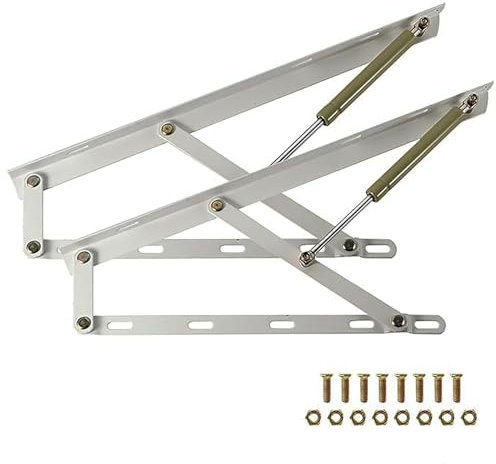 2 Pcs Meccanismo Di Sollevamento Pneumatico Per Letto Contenitore, Set Di Cerniere Per Telaio Letto Contenitore, Idraulici Molla A Gas Per Divano Letto Contenitore Salvaspazio Nero/Bianco(Bianco,1500m