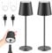LUCKEA LED Tischlampe 2 Stück Kabellos Akku Tischlampen mit Flaschenverschluss Stufenlos Dimmbar Aufladbar Tischleuchte mit 3 Farbtemperatur für Outdoor, Wohnzimmer, Schlafzimmer, Nachttisch, Schwarz