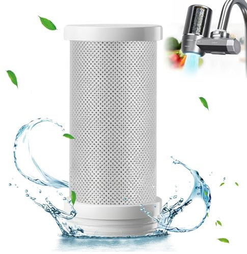 Swetfela Aktivkohle Wasserfilter Wasserhahn,Küche filter Wasserhahn,Wasserfilter Trinkwasser Reduziert Blei/Chlor,Aktivkohle Wasserhahn Filtert etwa 70 Stoffe Zubehör für die Küche(Kartusche)