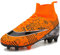 VTASQ Boys' Football Boots Kids Astro Turf Trainers Spikes Non-Slip Junior Football Shoes Outdoor Athletic Sneakers Orange 5UK