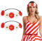 BOOMTOP 2pcs Blumen Haarband Sonnenblumen Haarreif Rot Weiß Karneval Haarschmuck Gäsenblümchen Blumenkranz Haare Stirnbänder Haarbänder Blumenkrone mit Gummiband für Fasching Hochzeit Mottoparty