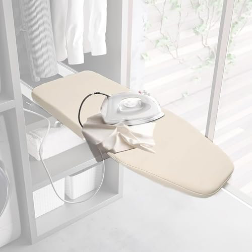 WUDLEP Klappbares Bügelbrett 180° Drehung Ausziehbares, Klappbares Bügelbrett Schrank Platzsparend, Klappbare Bügelbrett Schublade Aufklappbar Bügeltisch für Haus Garderobe und Waschküche