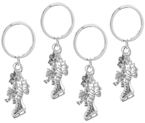 SOLUSTRE 4 Stück Skifahrer-schlüsselanhänger Winterlicher Schlüsselanhänger Ski-schlüsselanhänger Schlittschuh Schlüsselanhänger Roller Schlüsselanhänger Ski-anhänger Silver Zinklegierung