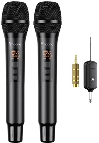 Maono WM760 A2 - Drahtloses Mikrofonsystem mit 2 Mikrofonen und Empfänger, schwarz