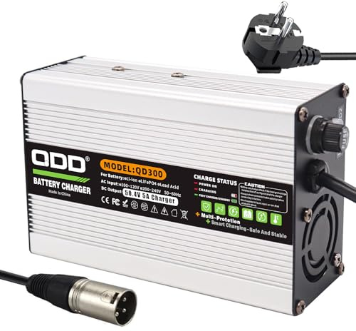 QDD 50,4 V 5 A Ladegerät 12S 44,4 V Li-Ionen-Akku Smart Charger Lipo/LiMn2O4/LiCoO2 Akkuladegerät mit Lüfter Aluminiumgehäuse