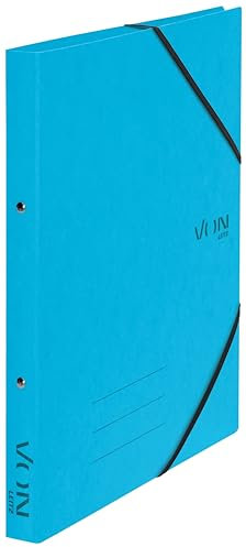 VON Leitz Ringbuch A4, Karton, Mit 2 Ringen und Gummibandverschluss, 25 mm Rückenbreite, Für 140 Blatt, Ringmechanik, Für Schule, Studium & Zuhause, 5 Stück, Hellblau, 30120030