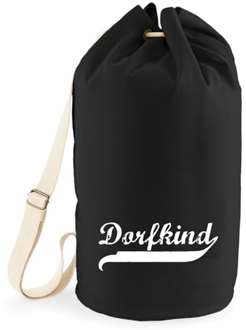 Huuraa Seesack Dorfkind Vintage 20 Liter Black Baumwolle Rucksack Geschenkidee