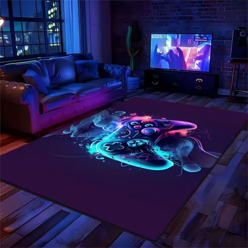 PEIHUODAN Jugendliche-Gaming-Zimmer-Teppich, Stylischer Graffiti-Neon-Kopfhörer-Musikteppich, Moderne Bodenmatten Für Kinderzimmer E-Sport-Räume, Große Wohnzimmerteppiche (Style 10,120x180cm)
