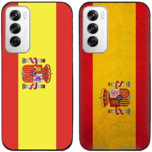 Paquete de 2 fundas para teléfono OPPO Reno 12 con diseño retro de la bandera de España