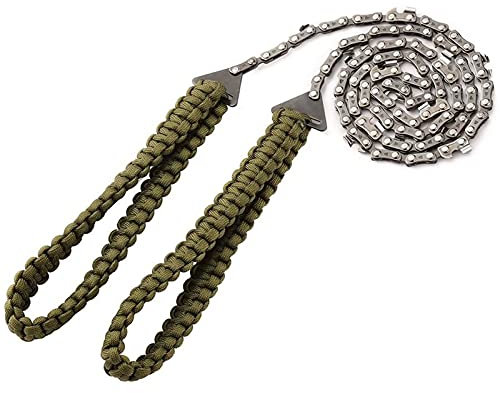 VOBOR Sega a Catena a Mano, Sega a Mano Tascabile con Manici a Fune, Survival Pocket Chainsaw per Caccia Trekking Taglio Albero Sopravvivenza, Campeggio