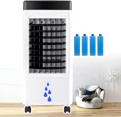pedenencelia 65w 3-In-1 Evaporative Air Cooler & Portable Air Conditioners W/Remote & 4 Ice Crystals - 6l Pull Out Tank, 7h Timer,Wide Angle Air Supply, For Bedroom/Office