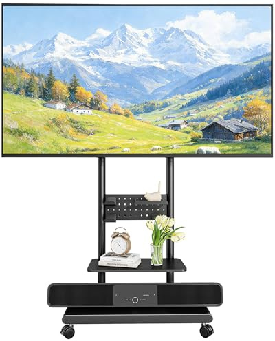 ECOTINY Mobile TV Stand with Pegboard Kit for 37-75 inch TV up to 70kg