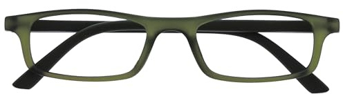 OPULIZE TED Reading Glasses for Men Women - Lightweight Narrow Rectangular Matt Frame - Spring Hinges - Green +1.50