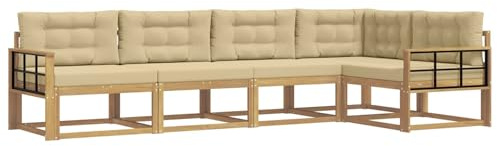 vidaXL Outdoor-Sofagarnitur mit Kissen 4 pcs Weiß und Beige Polyester, Moderne Terrasse, langlebige Outdoor-Möbel, wetterfeste Lounge, gemütliches Sofa, vielseitige Pool-Couch