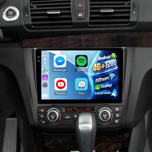 [4+128G] Techschermo Car Radio for BMW 1 Series E81 E82 E87 E88 2007-2011 | 9 Inch Incell Touchscreen Android Car Stereo, Wireless Carplay and Android Auto, GPS, 5GHz WiFi, SWC, BT + AHD Backup Camera