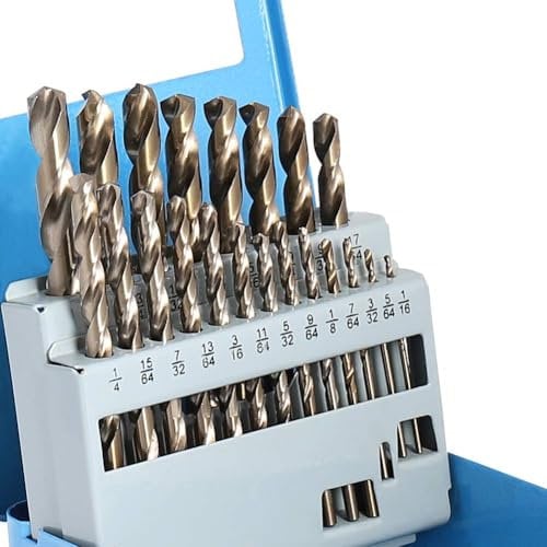 COMOWARE 21Pcs Drill Bit Set (1/16-3/8), M35 HSS Twist Drill Bits, Jobber Length, Straight Shank, Metal Drills bit Set for Steel, Stainless Steel/Iron/Wood/Plastic, with Metal Indexed Storage Case