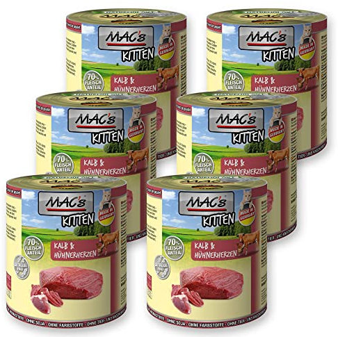 MACs Cat Kitten Kalb & Hühnerherz Getreidfrei 800g Größe 6 x 800g