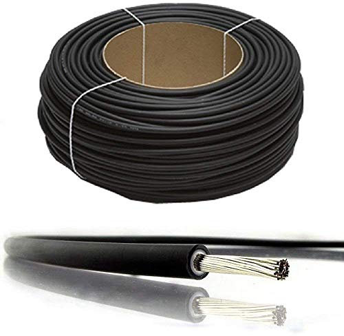 Solar Panel PV Cable DC Rated Black & Red 4mm² 6mm² 10mm² - 1800V Double Insulated Quality Wire by BMF DIRECT® (25 Metres, 4mm² Black)