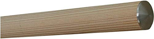 TIBU Lärche unbehandelt Holz Handlauf Geländer 30-500cm mit Edelstahl Enden Wandhandlauf Wand Treppe, Länge: 300 mm / 30 cm / 0,3 m und Enden: leicht gewölbte Edelstahlkappe