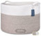 COMSE Extra Large Blanket Basket, Woven Laundry Basket, 55 x 35 CM, Nursery Hamper, Cotton Rope Laundry Hamper Living Room for Storage Toys Clothes Towels, White/Light Brown