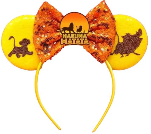 CLGIFT Lion King Minnie Ears,Pick your color, Simba Minnie Ears, Animal Kingdom minnie ears, Rainbow Sparkle Mouse Ears, Cheetah Sequin Minnie Ears (Lion King)