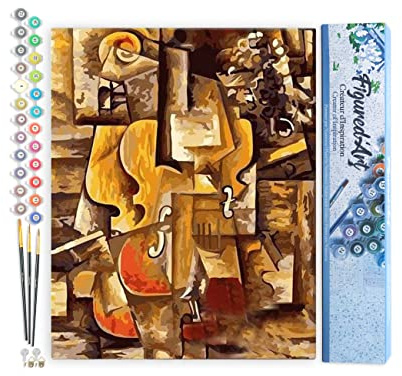 Figured'Art Peinture par Numéro Adulte Picasso Violon et Raisins - Activité Manuelle Kit de Loisir Créatif DIY Numéro d'Art Complet - 40x50cm sans châssis en bois