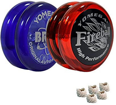 Yomega 2 Legendary Spinners The Original Yoyo with A Brain and Fireball Transaxle Yo-Yo. Beginner, Intermediate and Pro Level String Trick Play. Includes 5 Extra Strings (Fireball-Brain-Dark-Blue-Red)