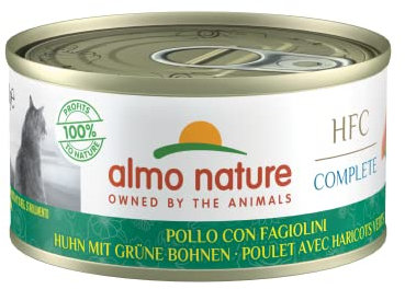 Almo Nature – HFC Complete – Huhn mit grünen Bohnen – Nassfutter für ausgewachsene Katzen, 24 Packungen à 70 g