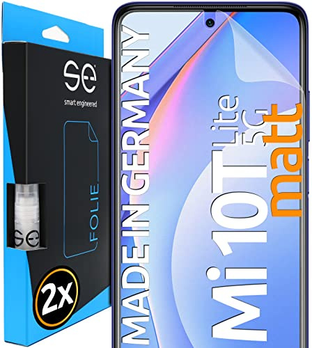2x se® 3D SCHUTZFOLIE Entspiegelt für Xiaomi Mi 10T Lite 5G,Anti-Staub, 100% Fingerabdruck & FaceID kompatibel, einfache blasenfreie Installation, Ultra-Klar, Stoß-Kratzfest, aus Deutschland