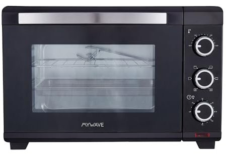 My Wave - Horno de Sobremesa - Capacidad para 25 L - Horno Eléctrico con Potencia de 1600W - Ideal para Gratinar, Asar y Tostar - Control de Temperatura y Temporizador Hasta 60 Minutos