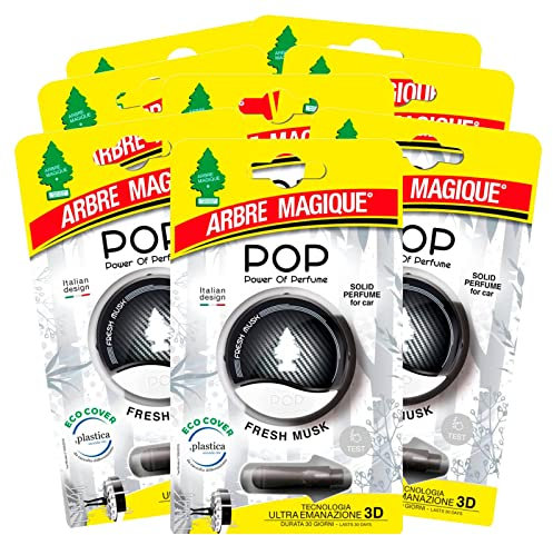 Arbre Magique POP, Parfum Auto Solide Musc Frais et Doux, Durée Jusqu'à 30 Jours, Design Italien, Lot de 8 Pièces