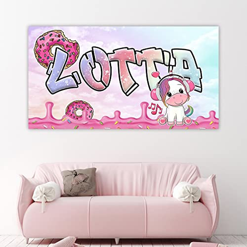 timalo Cooles Poster mit Namen für Mädchen Einhorn | Süßes Kinderzimmer Bild für Teenager Graffiti Wandbild Wandtattoo Wandposter Kinder Donut personalisiert | candy1-1-B120xH61cm