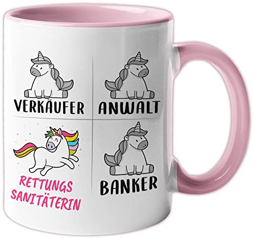 Tasse Rettungssanitäterin lustig, Rettungs-Sanitäterin Geschenk Beruf, Spruch Kaffeebecher Krankenwagen Geschenkidee, Beruf Rettungsdienst Rettungshelferin Kaffee-Tasse Einhorn Frauen Teetasse Becher