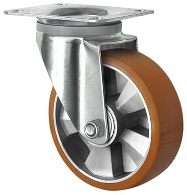 Schwerlast Polyurethan Lenkrolle 200 mm auf Aluminiumfelge