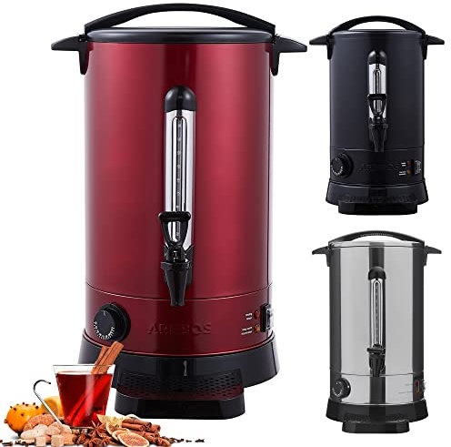 Arebos Catering Urn | Mulled Wine Cooker 1650 W Hot Drink Dispenser 20 L with Drip Tray, Outlet Tap, Thermostat and Overheating Protection Temperature Setting from 30-110 °C Red
