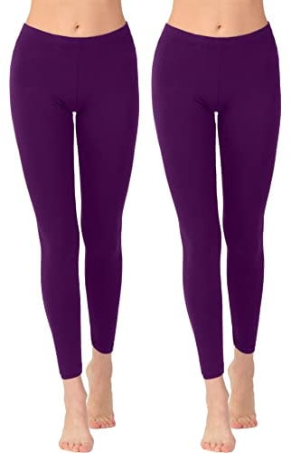 OCERA Damen Leggings Lang aus atmungsaktiver Viskose Violett Gr. L (44/46) 2er Pack