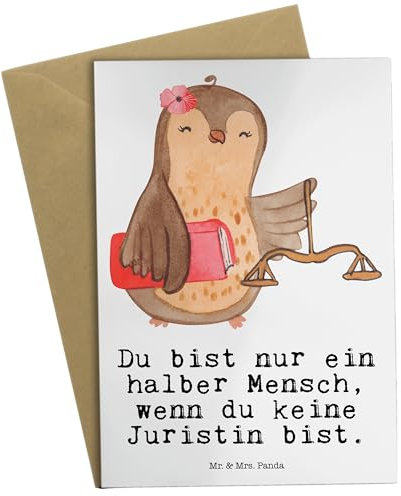 Mr. & Mrs. Panda Beileidskarte Juristin Herz - Geschenk, einladungskarten, Master Of Laws, Witzig, kommunionskarte, osterkarte, Grußkarte, weihnachtskarten, Jura Studium, Lustig, Spruch