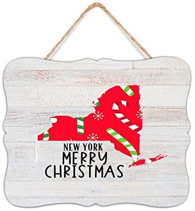 Placa de pared colgante del estado de Nueva York, placa de pared de palet de madera, 8 x 10 pulgadas, diseño de horizontes de Nueva York, placa de madera pintada con refranes, decoración del hogar