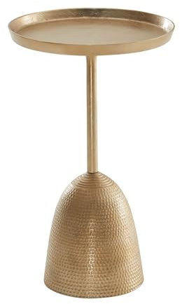 FineBuy Beistelltisch Gold 33x33x53 cm Anstelltisch Aluminium, Kleiner Sofatisch Metall Rund, Wohnzimmertisch Couch Modern, Couchtisch Hoch
