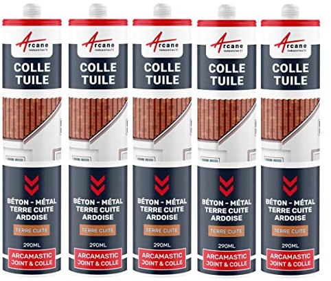 Hybrider Polymer-Klebstoff für Dachziegel : ARCAMASTIC FUGEN UND KLEBER Terrakotta - 290 ml x 5
