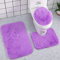 Reyox Badvorleger Set 3 Teilig, Weiche Hochflor Badematte rutschfest, Mikrofaser Flauschig Badteppich für Toilett WC Badezimmer Violett 3 STK