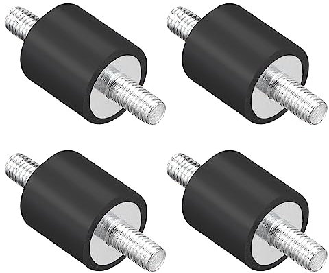 QUARKZMAN M5 Rosca Goma Monturas x 4uds Goma Pernos Impacto Absorbedor Anti-Vibración Aislador Monturas para Generador, Compresor, Motores, [Negro, Plateado Tono]