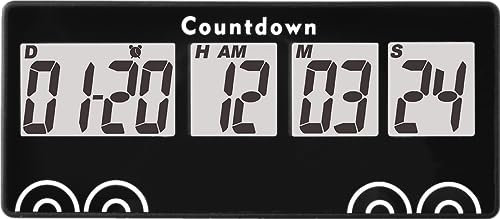 Yooreal Digital 9999 Tage Countdown Tage Timer Uhr, Ruhestand Countdown Timer, Magnet Design, Lauter Alarm, Tracks Hochzeit Urlaub Arbeiten Kochen Babygeburt (Schwarz)