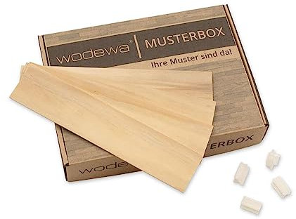 wodewa Nachhaltige Holz Sichtschutzstreifen Doppelstabmatten 10 x 39,4cm x 4,2cm inkl. Clips | Accoya Esche | wetterfest, pflegeleicht, leichte Montage | Sichtschutz Gartenzaun Muster 8/6/8