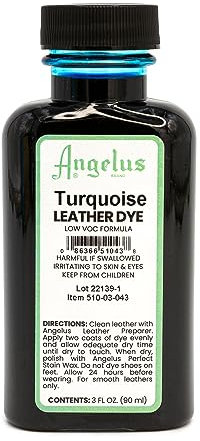 Angelus Leather Dye - Flexible Leather Dye for Shoes, Boots, Bags, Crafts, Furniture, & More 3oz (Turquoise)