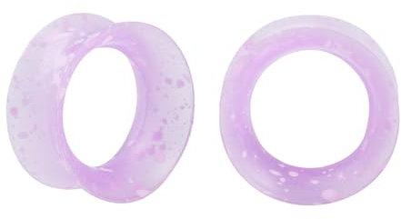 Longbeauty 1 Paar Silikon Ohrpiercing Ohr Tunnel Flesh Expander Stretcher Earlets Plug Gauges Double Flared Weich für Ohrläppchen, Klar/Lila, 14MM