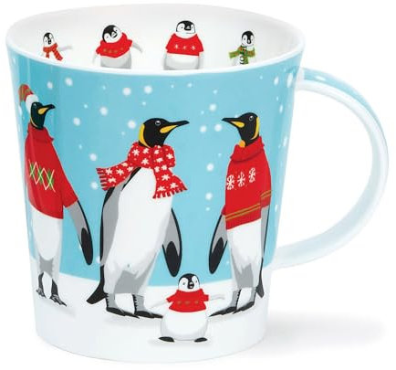 Dunoon Caingorm Fine Bone China Christmas Mug Chilly Chappies (Blue Red and White Penguin)