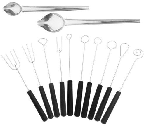 STOBAZA 12 Pièces Ensemble De Cuillères À Fourchette À Tremper Le Chocolat Outils De Trempage Au Chocolat Avec Fourchette À 3 Dents Fourchette À Fondue Cuillère À Cuillère À Crayon