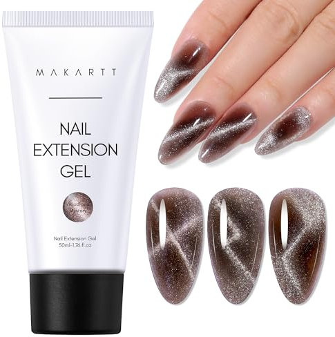 Makartt Poly Nail Gel - 50ml Cat Eye Extension Gel Farben Nägel UV Aufbaugel und Nagelverlängerung Gel für Starter Nageldesign DIY Maniküre Geschenk, Woodland Mystery