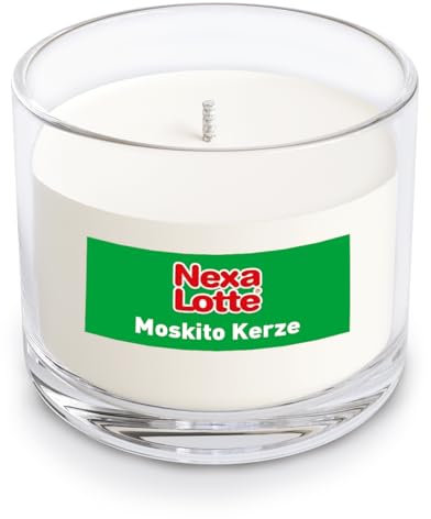 Nexa Lotte Moskito-Kerze für Innenräume, wirksam gegen Stechmücken und Tigermücken, 20 Stunden Brenndauer, mit Geraniol, 1 Stück